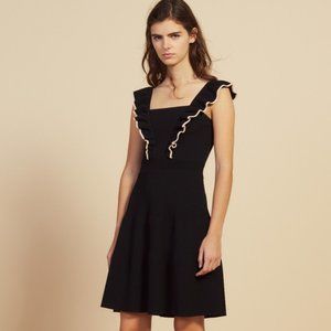 NEW SANDRO Dress Frills Knit LBD 36 38 40